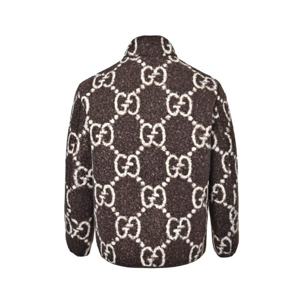 Gucci GG Fuzzy Jacquard Zip-Up Jacket Navy/White