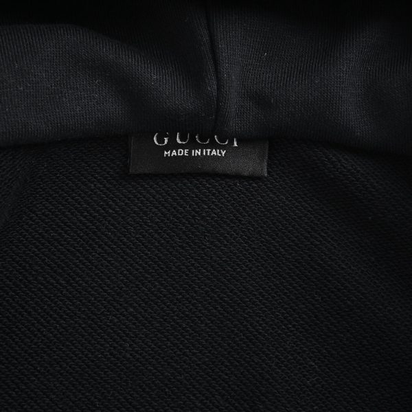 Gucci Silk Cotton Jersey Zip-Up Hoodie Signature Web Stripe Black