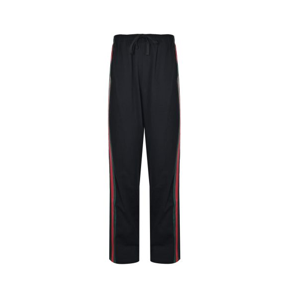 Gucci Silk Cotton Sportswear Pants Signature Web Stripe Black