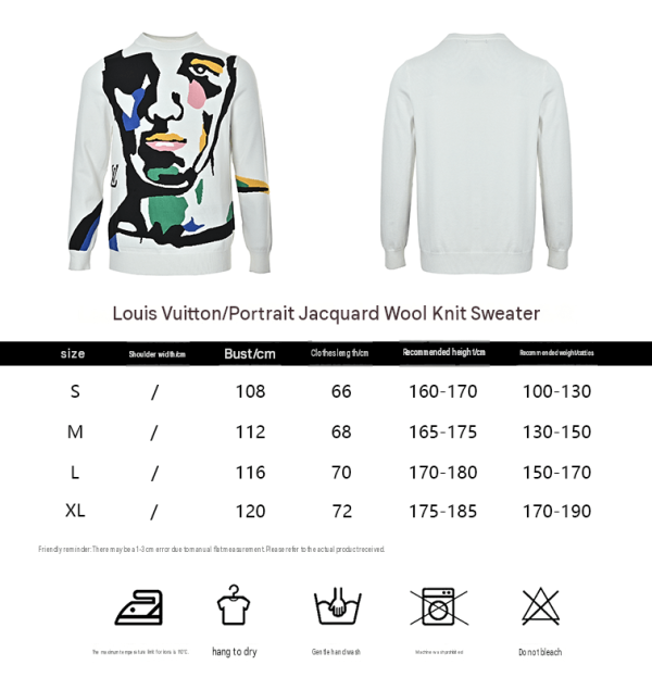 Louis Vuitton Abstract Portrait Intarsia Crewneck Sweater in White