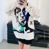 Louis Vuitton Abstract Portrait Intarsia Crewneck Sweater in White