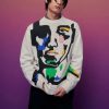 Louis Vuitton Abstract Portrait Intarsia Crewneck Sweater in White