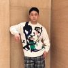 Louis Vuitton Abstract Portrait Intarsia Crewneck Sweater in White