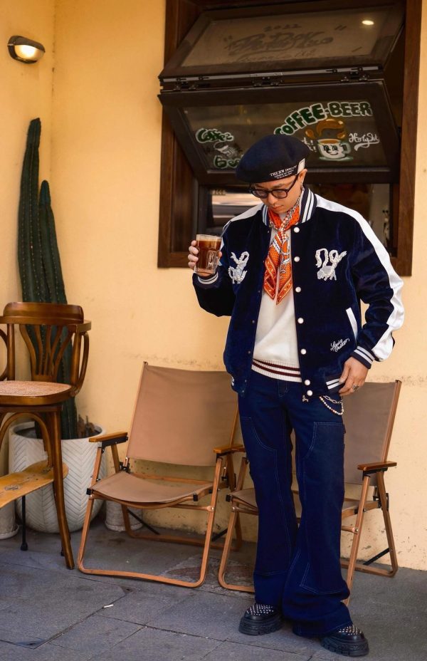 Louis Vuitton Denim Velvet Souvenir Jacket in Midnight Blue and White (1) Louis Vuitton Denim Velvet Souvenir Jacket in Midnight Blue and White