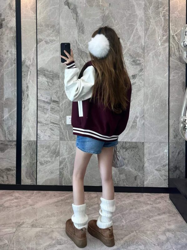Louis Vuitton Embroidered Calfskin Varsity Jacket in Burgundy and Cream (1) Louis Vuitton Embroidered Calfskin Varsity Jacket in Burgundy and Cream