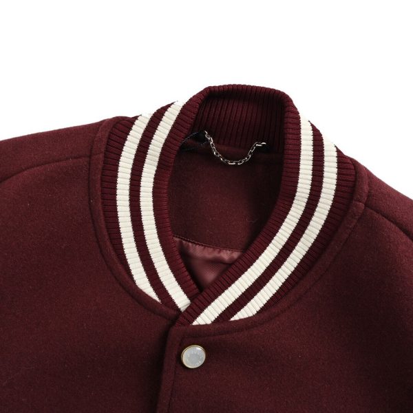 Louis Vuitton Embroidered Calfskin Varsity Jacket in Burgundy and Cream (7) Louis Vuitton Embroidered Calfskin Varsity Jacket in Burgundy and Cream