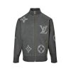 Louis Vuitton Giant Monogram Full-Zip Knit Jacket in Black and Grey