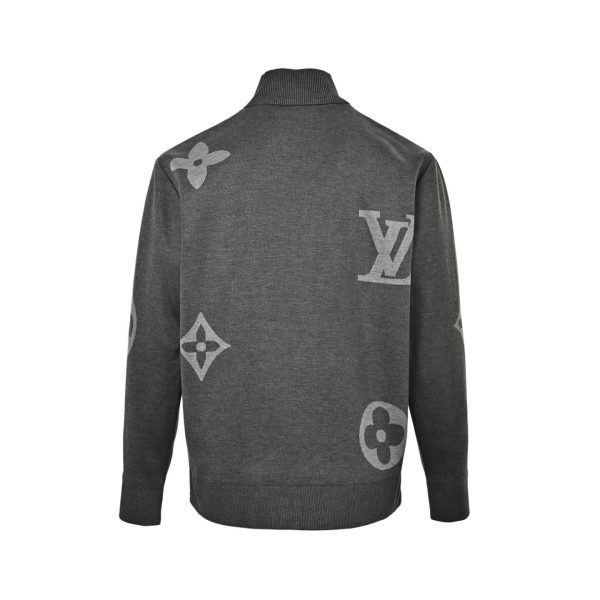 Louis Vuitton Giant Monogram Full-Zip Knit Jacket in Black and Grey