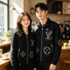 Louis Vuitton Giant Monogram Full-Zip Knit Jacket in Black and Grey