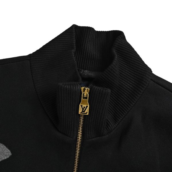 Louis Vuitton Giant Monogram Full-Zip Knit Jacket in Black and Grey