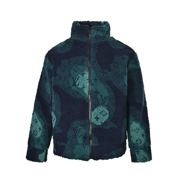 Louis Vuitton Monogram Camo Fleece Blouson GreenNavy (2) Louis Vuitton Monogram Camo Fleece Blouson Green/Navy