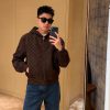 Louis Vuitton Monogram Embossed Suede Zip-Up Hoodie Coffee Bean Brown