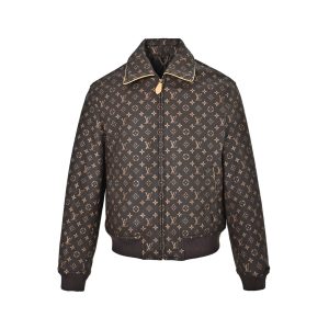Louis Vuitton Padded Leather Blouson All-Over Monogram Brown