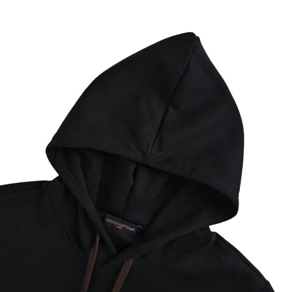 Louis Vuitton Pullover Hoodie LV & Monogram Flower Patches Black (1) Louis Vuitton Pullover Hoodie LV & Monogram Flower Patches Black