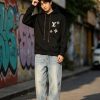 Louis Vuitton Pullover Hoodie LV & Monogram Flower Patches Black (3) Louis Vuitton Pullover Hoodie LV & Monogram Flower Patches Black