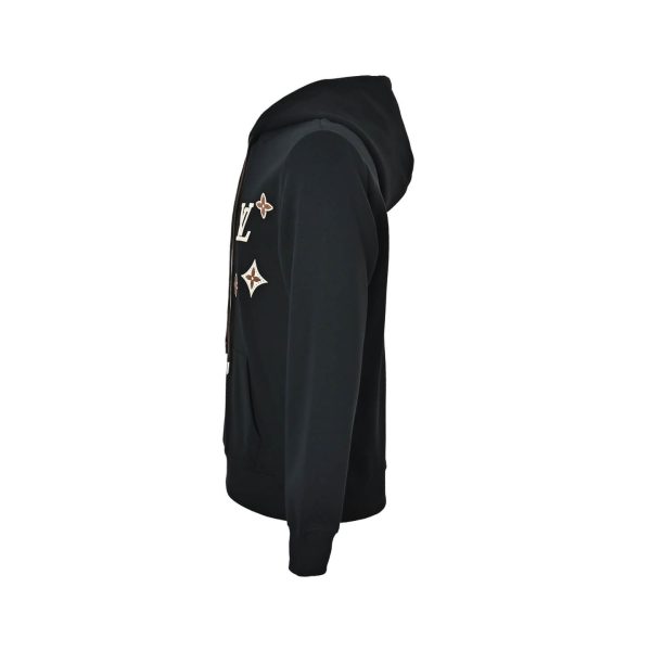 Louis Vuitton Pullover Hoodie LV & Monogram Flower Patches Black (8) Louis Vuitton Pullover Hoodie LV & Monogram Flower Patches Black
