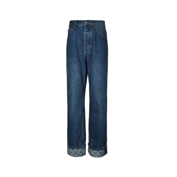 Louis Vuitton Signature Turn Up Denim Skate Pants Dark Wash (5) Louis Vuitton Signature Turn Up Denim Skate Pants Dark Wash