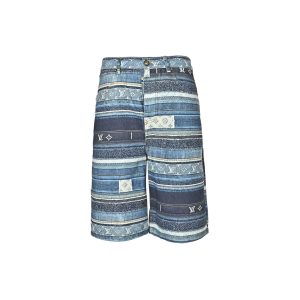 Louis Vuitton Striped Patchwork Denim Shorts Blue