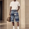 Louis Vuitton Striped Patchwork Denim Shorts Blue (5) Louis Vuitton Striped Patchwork Denim Shorts Blue