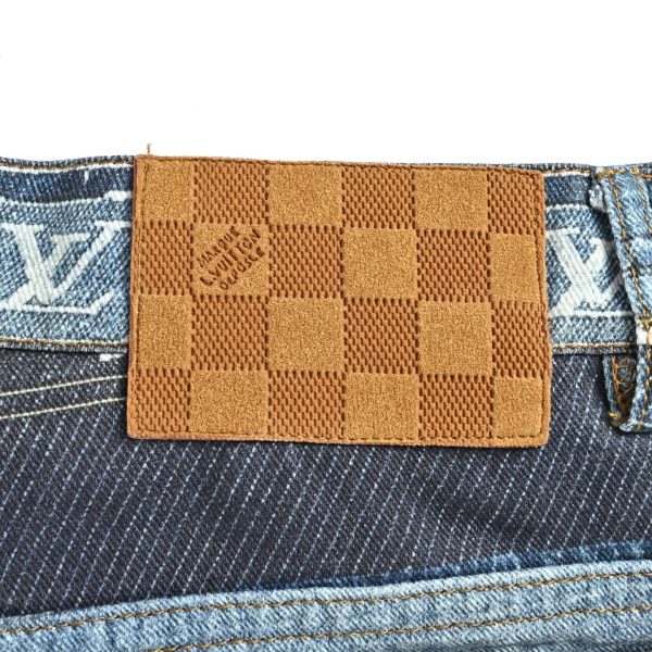 Louis Vuitton Striped Patchwork Denim Shorts Blue (9) Louis Vuitton Striped Patchwork Denim Shorts Blue