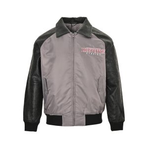 Louis Vuitton Studios Varsity Bomber Jacket in Grey Nylon (1) Louis Vuitton Studios Varsity Bomber Jacket in Grey Nylon