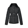 Moncler Cygne Faux Fur-Trimmed Belted Down Jacket Black