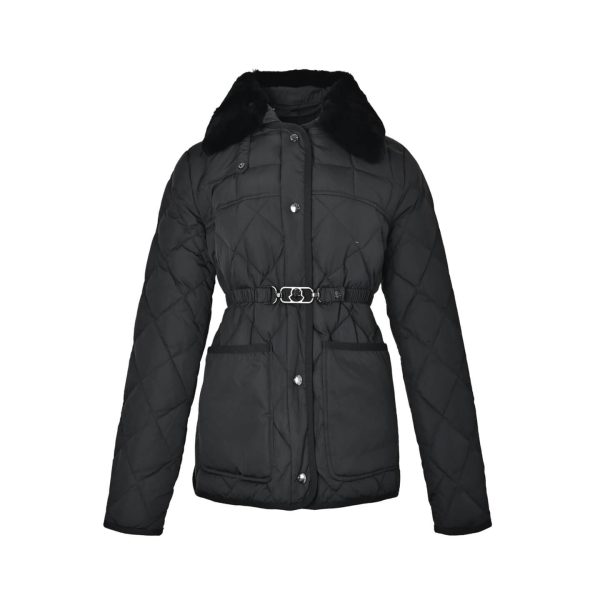 Moncler Cygne Faux Fur-Trimmed Belted Down Jacket Black