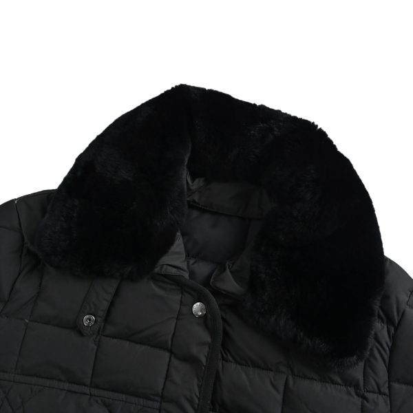 Moncler Cygne Faux Fur-Trimmed Belted Down Jacket Black