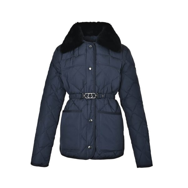 Moncler Cygne Faux Fur-Trimmed Belted Down Jacket Black