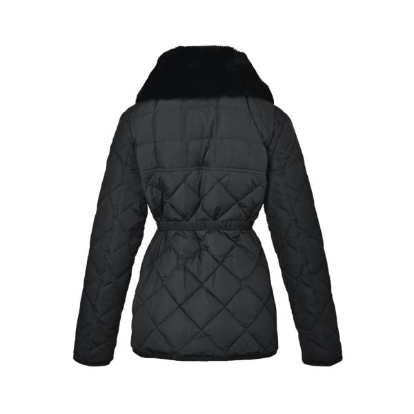 Moncler Cygne Faux Fur-Trimmed Belted Down Jacket Black