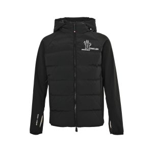 Moncler Grenoble Logo-Print Hybrid Quilted Down Jacket Black
