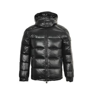 Moncler Maya Hooded Short Down Jacket Glossy Black (4) Moncler Maya Hooded Short Down Jacket Glossy Black