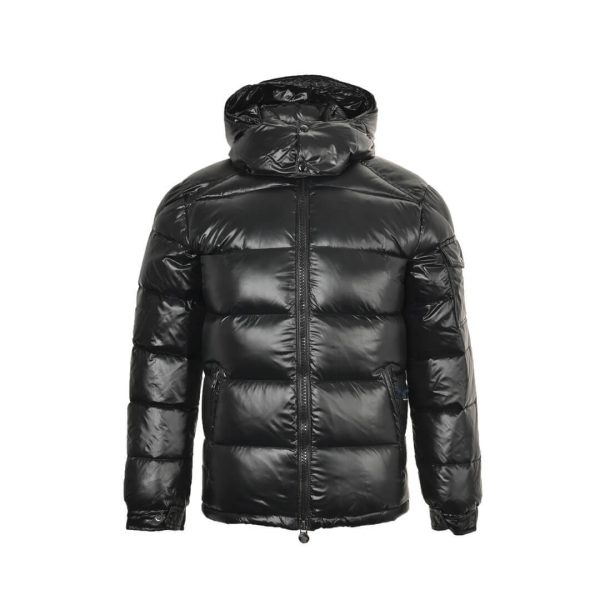 Moncler Maya Hooded Short Down Jacket Glossy Black (4) Moncler Maya Hooded Short Down Jacket Glossy Black