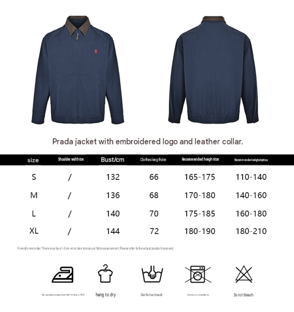 Prada Cotton Canvas Blouson - Leather-Trimmed Collar Navy Blue (1) Prada Cotton Canvas Blouson - Leather-Trimmed Collar Navy Blue
