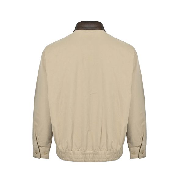 Prada Cotton Canvas Blouson - Leather-Trimmed Collar Navy Blue (3) Prada Cotton Canvas Blouson - Leather-Trimmed Collar Navy Blue