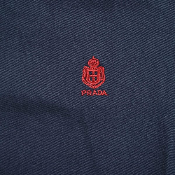 Prada Cotton Canvas Blouson - Leather-Trimmed Collar Navy Blue (5) Prada Cotton Canvas Blouson - Leather-Trimmed Collar Navy Blue