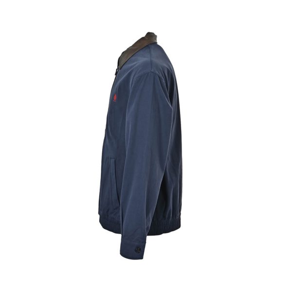 Prada Cotton Canvas Blouson - Leather-Trimmed Collar Navy Blue (9) Prada Cotton Canvas Blouson - Leather-Trimmed Collar Navy Blue