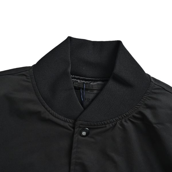 Prada Gabardine Bomber Jacket Enamel Triangle Logo Black (5) Prada Gabardine Bomber Jacket Enamel Triangle Logo Black