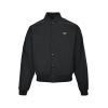 Prada Gabardine Bomber Jacket Enamel Triangle Logo Black (9) Prada Gabardine Bomber Jacket Enamel Triangle Logo Black