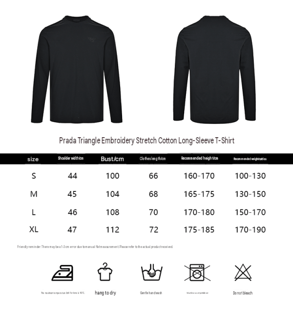 Prada Long-Sleeve T-Shirt Embossed Triangle Logo Black Cotton (1) Prada Long-Sleeve T-Shirt Embossed Triangle Logo Black Cotton