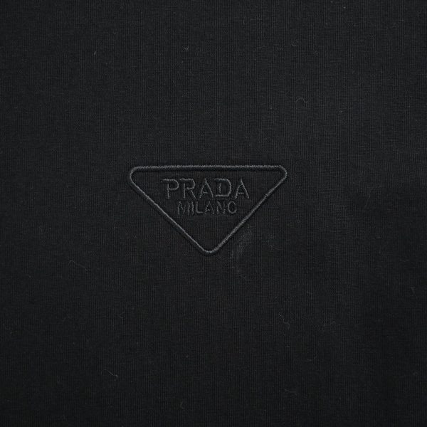 Prada Long-Sleeve T-Shirt Embossed Triangle Logo Black Cotton (4) Prada Long-Sleeve T-Shirt Embossed Triangle Logo Black Cotton