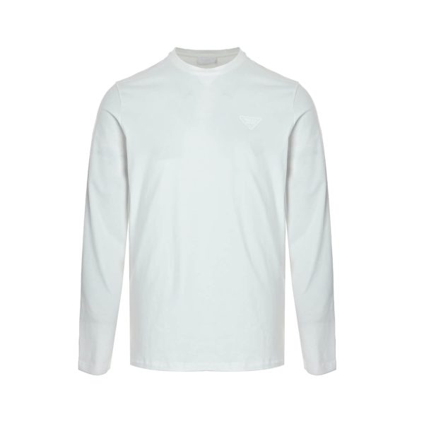 Prada Long-Sleeve T-Shirt Embossed Triangle Logo Black Cotton (8) Prada Long-Sleeve T-Shirt Embossed Triangle Logo Black Cotton