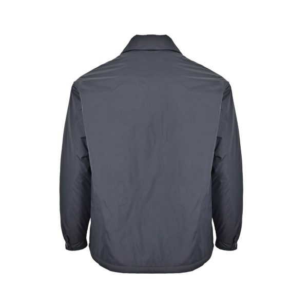 Prada Re-Nylon Blouson Jacket Enameled Triangle Logo Charcoal Grey