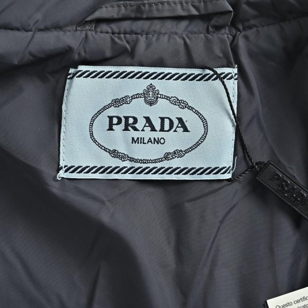 Prada Re-Nylon Blouson Jacket Enameled Triangle Logo Charcoal Grey
